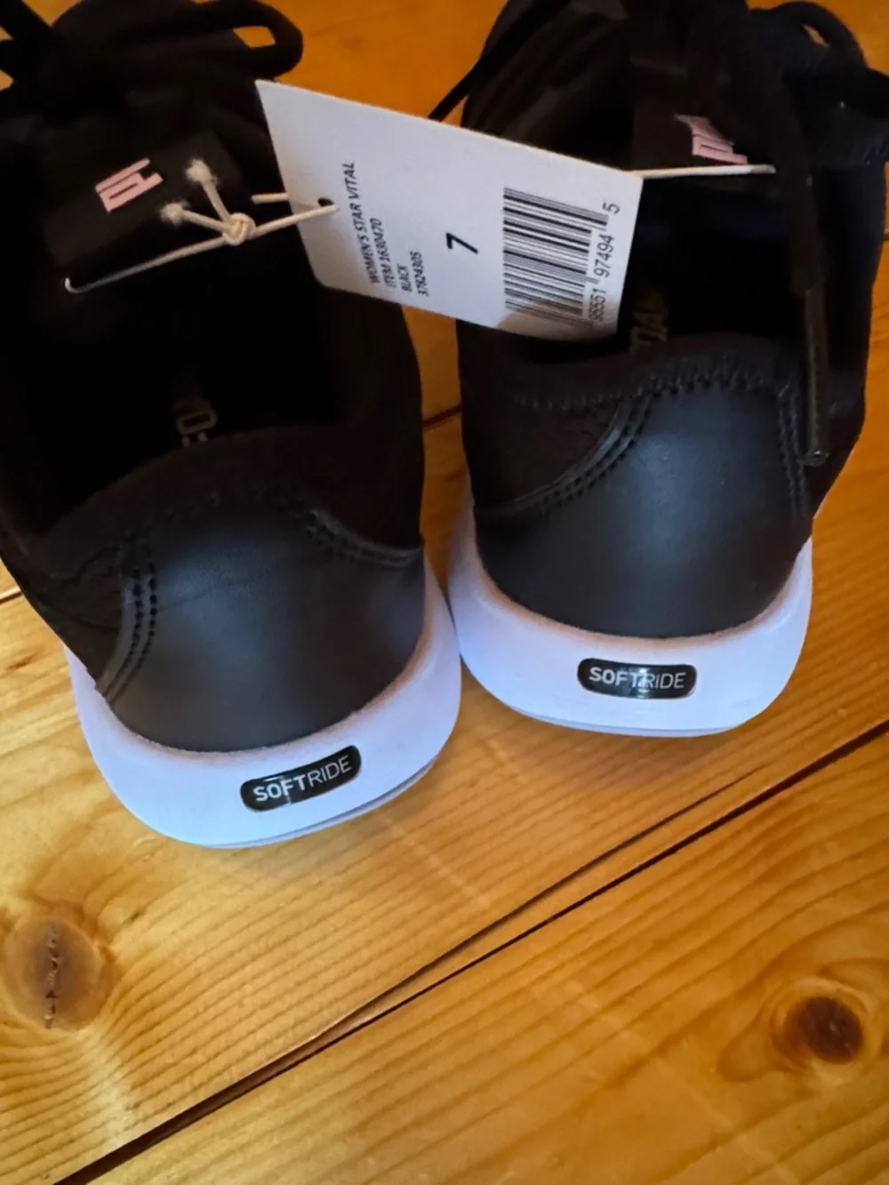 Puma Black Sneakers with White Soles and Pink Logo - Picture 5 of 6